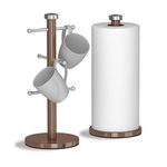 Morphy Richards 974039 Accents Kitchen Roll Holder and Mug Tree Set, Stainless Steel, Copper, 15 x 15 x 34.5 cm