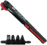 ENGINEER DR-55 Super Low Profile head Offset Ratchet Screwdriver with 4 bit set, fits into Tight & Confined spaces. Built-in Quick Ratchet Dial, Made in Japan