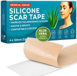 Medical Grade Silicone Scar Tape Aloe Vera | 4cm x 1.2M | Silicone Scar Sheets for After Surgery C Section Recovery, Face Treatment Gel Patches/Plasters