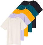 5 Pack Girls Short Sleeve Rashguard Swim Suit Wear Rash Guard Top Neon Shirts Surf Rashguard Kids Shirt Sun Athletic Niños, 12-14