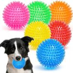 Ousiya Squeaky Dog Balls, 6-PACK 9cm Big Spiky Dog Balls, Dog Squeaky Balls Spike Dog Balls for Small Medium Large Dogs, Dog Toys Ball Dog Chew Toys for Aggressive Chewers Teething