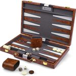 Large Backgammon Sets for Adults - Best Travel Backgammon Board Games for Adults - Travel Backgammon Set - Backgammon 15 inch Board and 32 Backgammon Pieces in one Quality Backgammon Set