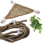 PINVNBY Bearded Dragon Hammock Reptile Leaves Lizard Tank Habitat Decor Accessories Artificial Climbing Vines With suction cups for Chameleon Gecko Snakes