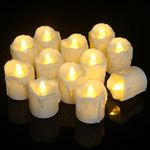 PChero 12pcs Battery Operated Warm White Timing LED Flameless Flickering Tea Lights Candles with Timer, 6Hours On Per 24Hours Cycle, Perfect for Birthday Wedding Home Decor - [1.7inch High Version]