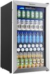 EUHOMY Mini Fridge 130 Can Beverage Refrigerator Cooler Glass Door for Soda Wine Beer, Beverage Cooler for Home, Bar, Office with Digital Temperature Control Adjustable Shelves, 3.2 Cu.Ft, Black