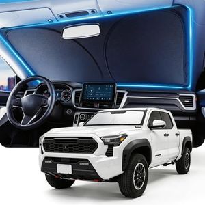 DMJN Windshield Sun Shade for Toyota Tacoma (2016-2023), Car Sunshade for Front Windshield [Nano Ice-Crystal Coatings] UPF50+ Heat Block & UV Reflective - Protect Interior & Keep Cooler