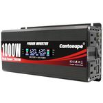 Cantonape 1000W/2000W(Peak) Car Power Inverter DC 12V to 110V AC Converter with LCD Display Dual AC Outlets and Dual USB Car Charger for Car Home Laptop Truck (Black)