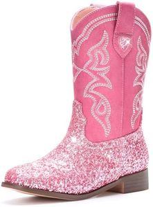 Choiran Toddler Girls Cowboy Boots - Cowgirl Western Boot for Kids Sparkle Glitter Mid Calf Riding Shoes Little/Big Kid