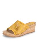 Baretraps Womens FLOSSEY Cork Slip On Wedge Sandals Yellow 9 Medium (B,M)