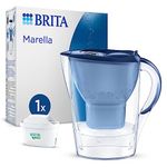 BRITA Marella Water Filter Jug Blue (2.4L) incl. 1x MAXTRA PRO All-in-1 cartridge - fridge-fitting jug with digital LTI and Flip-Lid - now in sustainable Smart Box packaging