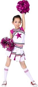 LOLANTA TeenGirls Cheerleader Uniform Outfit Cheerleading Costume Fun Varsity Brand Youth Pink White (Rosered, 14-16)