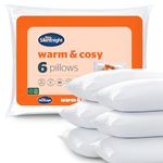 Silentnight Warm & Cosy Pillow 6 Pack - Supremely Quality Super Soft Snug Comfy Winter Bed Pillows For Side Back Sleepers - Medium Support Machine Washable Hypoallergenic Six Pillows