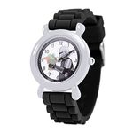 Star Wars The Mandalorian Kids' Plastic Time Teacher Analog Quartz Silicone Strap Watch, Gray/Black