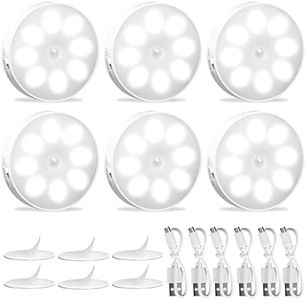 KEWUZY Luce Armadio con Sensore di Movimento, 6 Pezzi Luce Notturna LED Interna Ricaricabile USB, Sensore di Movimento per Luci, 8 LED 3 Modalità (Auto/On/Off) per Armadietto, Scale, Corridoi, Camera