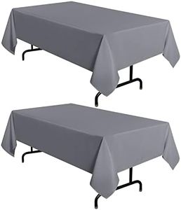 sancua 2 Pack Light Grey Tablecloth 60 x 120 Inch, Rectangle 8 Feet Table Cloth - Stain and Wrinkle Resistant Washable Polyester Table Cover for Dining Tables, Buffet Parties and Camping