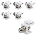 kwmobile F-Type Keystone Jacks (Pack of 6) - Snap-in Patch Panel, Patch Bay Keystone Jack Modules for DVB-S, DVB-S2 F-Type Coaxial Cables - White