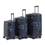 uppercase Topo Trolley Bag Set of 3 (S+M+L) Hardsided Polycarbonate Spinner Cabin & Check-in Luggage Printed Luggage TSA Lock Anti-Theft Zipper Suitcase, 2000 Days Warranty (Black, 31 X 53 X 75.5 Cm)