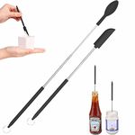 SKOFRI Mini Silicone Spatula Set, 2PCS Mini Telescopic Spatula Spoon, Makeup Spatula Small Spatula for Cosmetics, Reusable Mini Makeup Spatula with Hanging Buckle for Kitchen Bottle Jar-Black