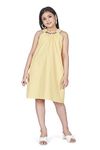 Fashion Dream Girl’s Knee Length Dresses (FDGFRK00177 YLW 24_Yellow_5-6 Yrs)