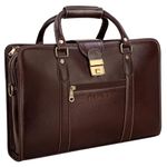 RICHSIGN LEATHER ACCESSORIES 24 litres Leather Laptop Briefcase Bags for Men Office (L-16 X H-14 X W-6 Inch) Maroon