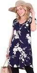 Popana Womens Short Sleeve Summer Tunic Tops to Wear with Leggings Loose Fit Plus Size Made in USA Large ST104 Floral