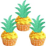 24Pcs Glitter Pineapple Cupcake Toppers Donut Cake Toppers Cute Cupcake Picks for Summer Luau Tropical Hawaiian Party Cake Decorations