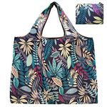 HYMUUNI Large Foldable Shopping Tote Bag Water Resistant Shopping Tote Bag Reusable Eco Waterproof Tote Shopping Bag for Daily Use in Pocket (Leaves)