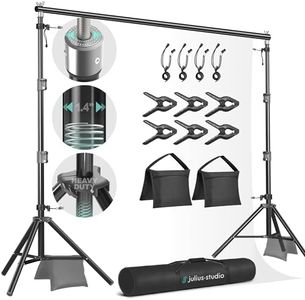 Julius Studio [Enhanced Heavy Duty] 10.1 x 8 ft. (W x H) Adjustable Backdrop Stand Background Support, Strong Frame No Shaking, Shock-Proof Spring, Heavy Joints, Anti-Slip Rubber Shoes, JSAG283