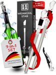 KERA® Wine Cooler, Wine Cooling Stick, Bottle Cooler, 7-in-1, Includes 2 Lengths + 2 Pourers + 2 Bottle Stoppers, Optimal Cooling Effect, Wine Accessories, Wine Cooling Rod, Stainless Steel