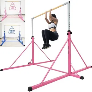 Seliyoo Gymnastics Bar -Gymnastic Kip Bar, Kids Ages 8-20, 6FT Width, 7.2FT Base,Adjustable 49.2" - 68.9" Height,Super Stable Triangle Structure, Home Gym Equipment Center,550 LBS