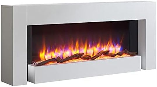 FLAMME Kingston 52" Freestanding Electric Fireplace 1kW/2kW Heater with 3 Flame Colours and 13 Fuel bed Lighting Options Logs, Pebbles and Crystals Included