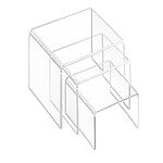 TOUGS 3-Pieces Clear Acrylic Display Risers, Showcase Shelf for Figures, Cupcakes and Jewelry Display Stands, Large Size - 3'' x 4'' x 5''