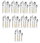 Ginoya Brothers Cutlery Set Stainless Steel Flatware Mirror Polished Tableware Eating Utensils Set for Kitchen, Restaurant, Include Knife,Fork, Small Spoon,Big Spoon,Dishwasher Safe. (36, SILVAR)