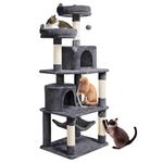 Yaheetech 158cm Multi-level Cat Tree Tower Large Kitten Scratching Posts with Condos/Perches/Hammock Broad-space Kitten Activity Centre, Dark Grey