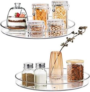 2 Pack Lazy Susan Turntable Cabinet Organizer, 10.6" Clear Plastic Lazy Susan Organizer for Countertop,Table, Fridge Pantry Organizers and Storage