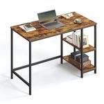 VASAGLE Computer Desk, Writing Desk with 2 Shelves on Left or Right, Work Table for Office Living Room, Steel Frame, Industrial, Rustic Brown and Ink Black LWD046B01