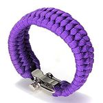 SagaSave Paracord Bracelet Survival Cord Bracelet with 3 Adjustable Sizes Stainless Steel Buckle for Outdoor Hiking Travelling Camping (Purple)