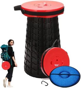 Spisces 19.7” Heavy Duty Collapsible Stool with Cushion - Portable, Foldable Camping Stool for Adults, Max Capacity 1000lbs (RED)