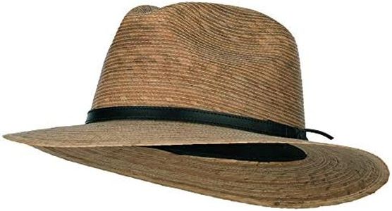 Men's Palm Braid Leather Band Fedora Hat - Dk Palm XL