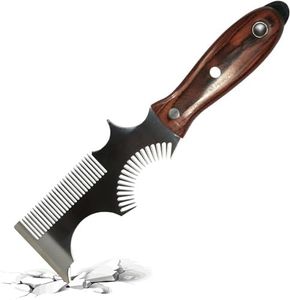 PinStone 8-In-1 Painters Tool - Paint Brush Comb, Paint Roller Cleaner, Stainless Steel Scraper, Putty Knife, Paint Can Opener, Wooden Handle