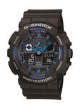 Casio Men's GA-100 XL Series G-Shock Quartz 200M WR Shock Resistant Watch, Black/Blue, Chronograph,Quartz Movement