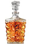 BINZO Whisky Whiskey Decanter Bottle, Glass Decanter for Alchohol, Liquor, Scotch, Bourbon, 900 ml, Pack of 1, Design - (Design 1)