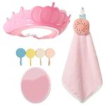 Baby Shower Cap,Shower Caps for Kids,Crown Hair Washing Shampoo Shield Adjustable Shampoo Cap Visor Hat with Baby Bath Brush and 1 Pcs Hook(Random Colors) for Kids Baby Eyes and Ears Protector