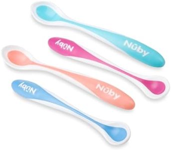 Nûby Cuillère - Lot de 2 Cuillères Thermosensibles avec Bord Doux en Tpe au 4 Mois - Coloris aléatoire