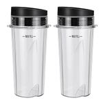 16oz Cup Compatible with Ninja Nutri Slim Blender 700 W QB3001UKS, Also Fit for Ninja BL770 BL780 BL660 BL740 BL810 - Ninja Replacement Parts with Lid - 2 Pack Replacement Cups