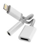 Lightning to 3.5mm Splitter Dongle Charger Cord(2 in 1)iPhone AUX Adapter for Headphone Jack Cable Audio Apple MFI Certified for 11 12 13 14 Pro Max 7 8 Plus X XS XR Music Earphone Charging Converter