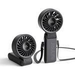 JISULIFE Handheld Fan Life7,2024 Powerful Portable Fan with LED Display,19.5Hrs Max Cooling,5000mAh,150°Folded,5 Speeds,Lanyard; 3-IN-1 Hand/Desk/Neck Fan,Travel Essentials Gifts for Women/Men(Black)…