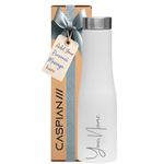 Caspian Aqua Customised Stainless Steel Water Bottle 1L, White with Logo Print - Personalised Water Bottle with Your Name Print for Kids Boys Girls School Office Gym- Perfect for Corporate Gifting