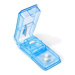 Redamancy 1 Pcs Pill Cutter, Portable 2-in-1Pill Splitter, with Blade and Storage Compartment, for Pills and Tablets Cut in Half Quarter (Blue)