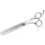 JASON 7 Inch 21-Teeth Chunkers Shears for Dogs, Ergonomic Cats Grooming Texturizing Blending Thinning Shears Pets Trimming Kit with Offset Handle, Sharp, Comfortable, Solid Shear